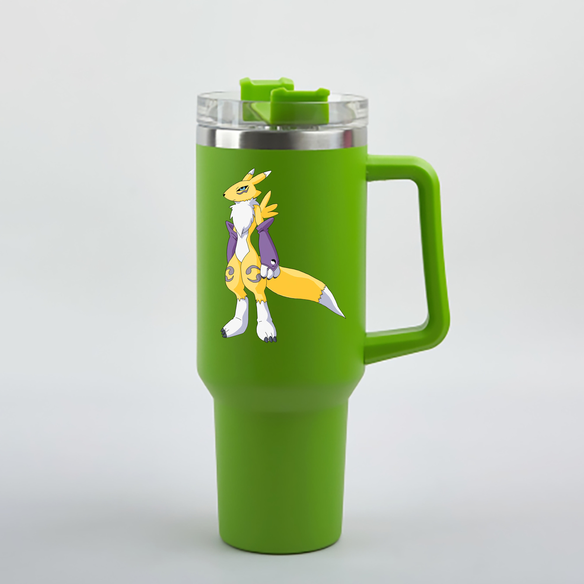 （画像用） Digimon デジタルモンスター/デジモン 1200mL車用タンブラー - クリスタルステッカー（プラスチックストロー付き）